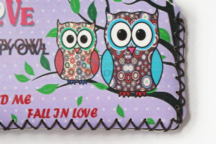 Low price top quality owl pattern pu coin purse