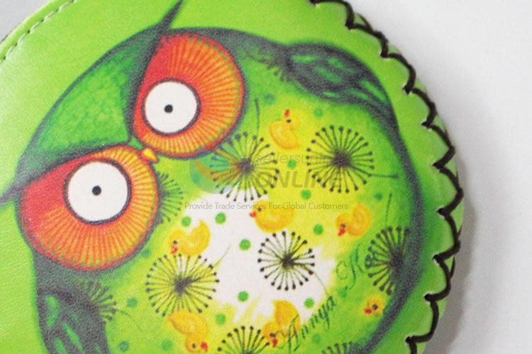 Wholesale top quality green owl pattern pu coin purse