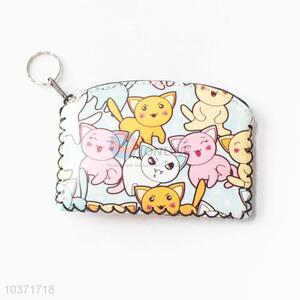 Low price best colorful cat pattern pu coin purse