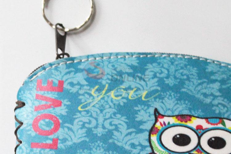 Popular top quality owl pattern pu coin purse