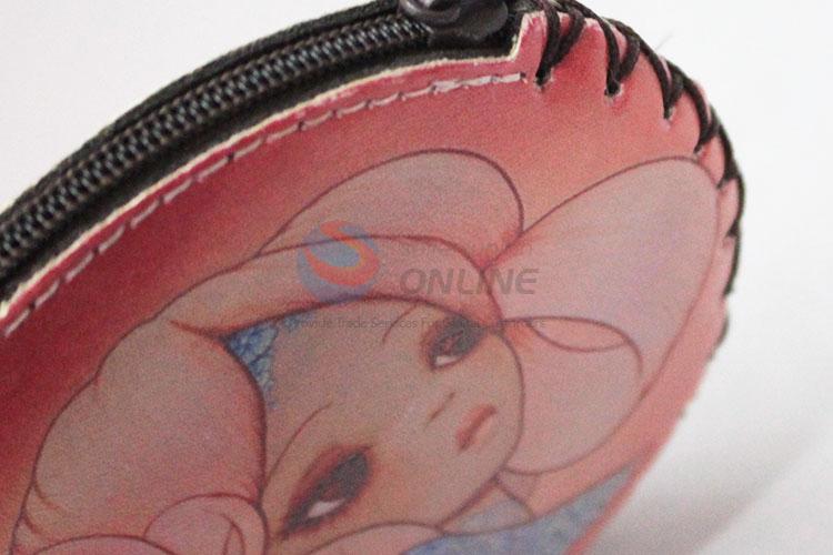 Great useful pink girl pattern round coin purse