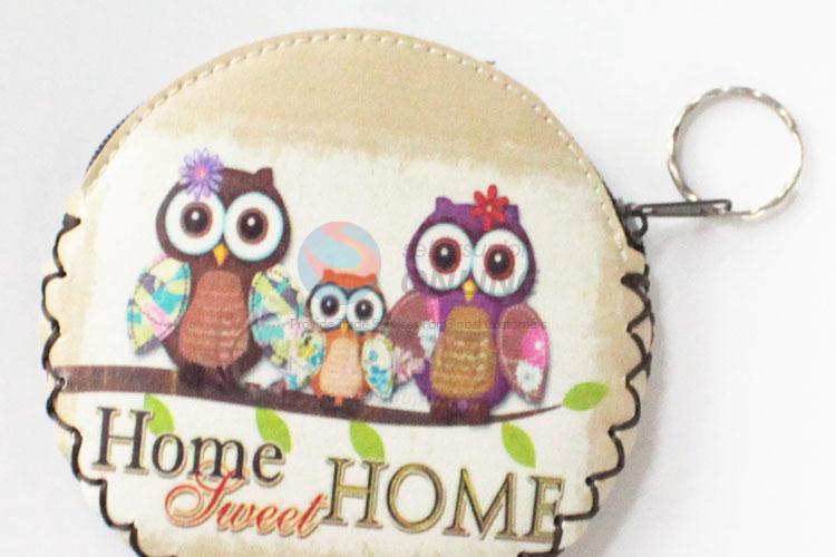 Wholesale best fashion owl pattern round coin purse