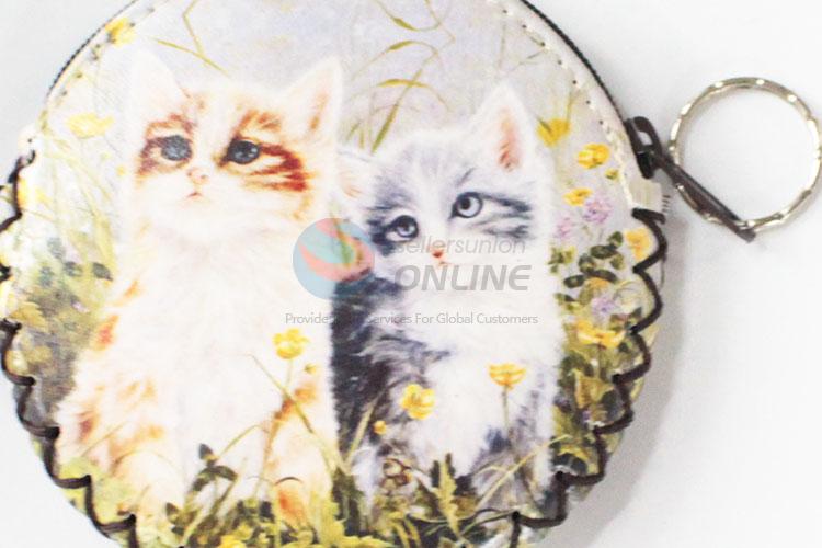 Wholesale cat pattern round coin purse