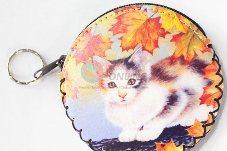 Newly product best useful cat pattern round coin purse