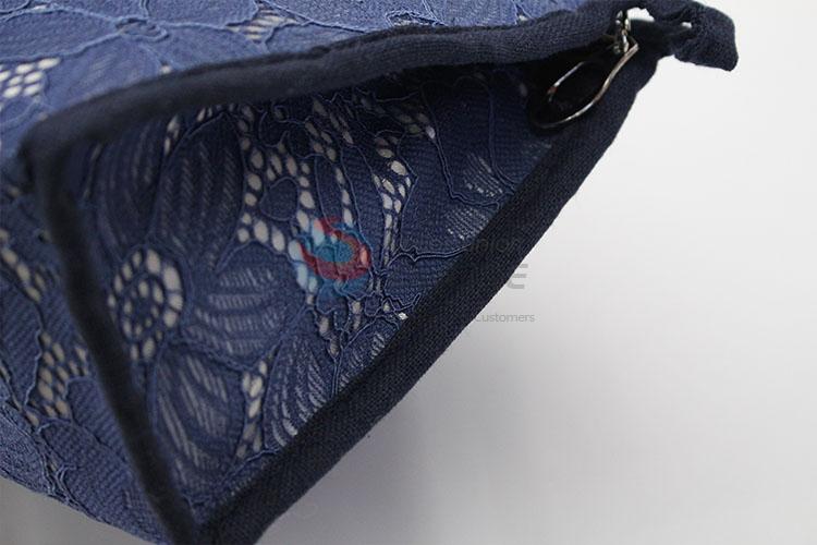 Top quality new style blue lace cosmetic bag