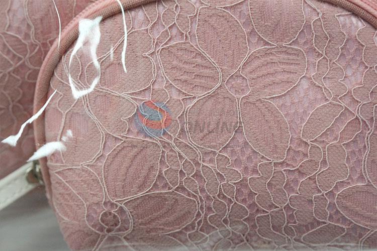 Fancy cheap top sale pink lace cosmetic bag set