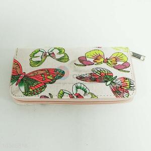 Butterfly pattern long zipper women wallet