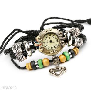 Hot Selling Color Beads Leather Bracelet Fashion Wristwatch