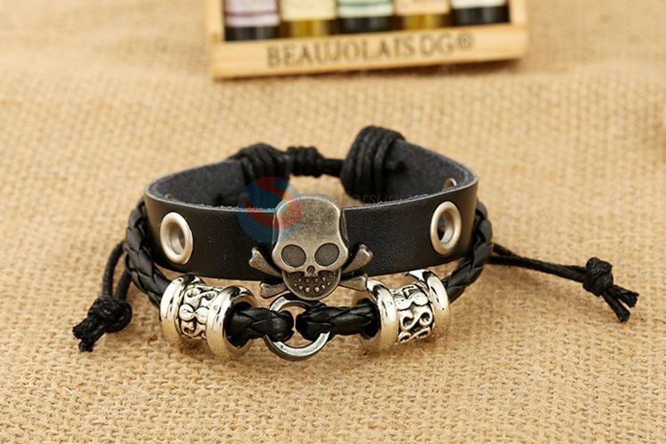 Good Quality Skull Design Leather Bracelet