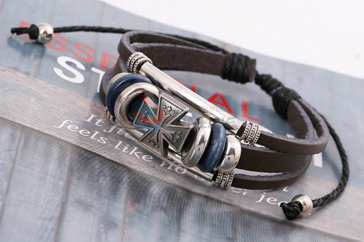 Wholesale Cross Design Leather Bracelet Cheap Wristband