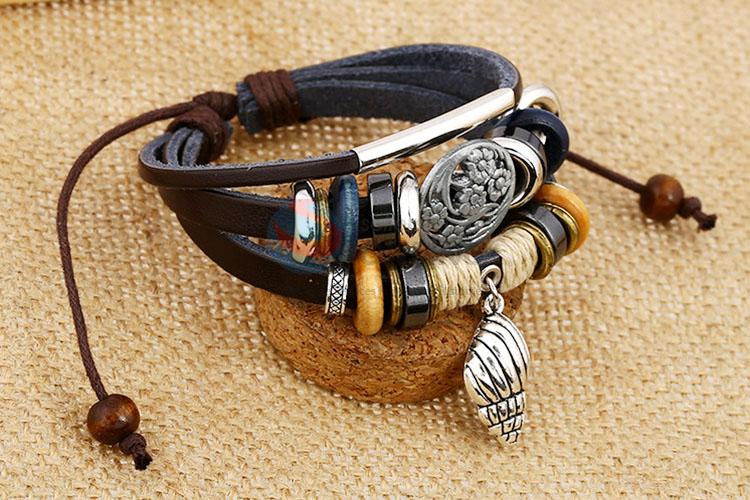 Good Sale Decoration Leather Beaded Bracelet