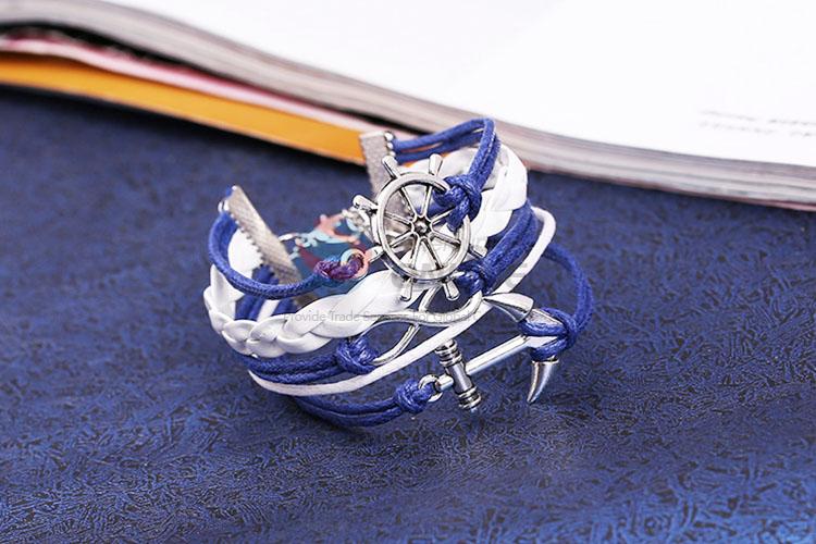 Best Quality Boat Anchor Rudder Infinite Symbol Leather Bracelet