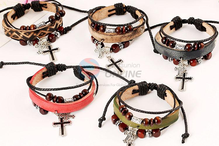 Wholesale Leather Bracelet With Cross Design