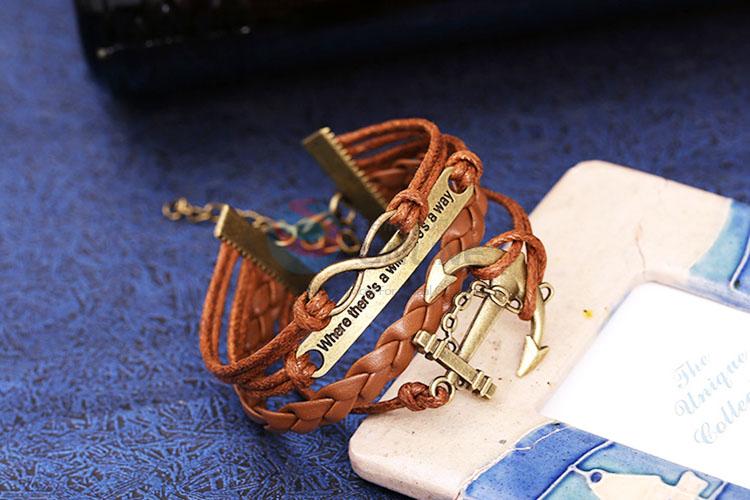 Popular Leather Bracelet Letter Anchor Infinite Straps Bracelet