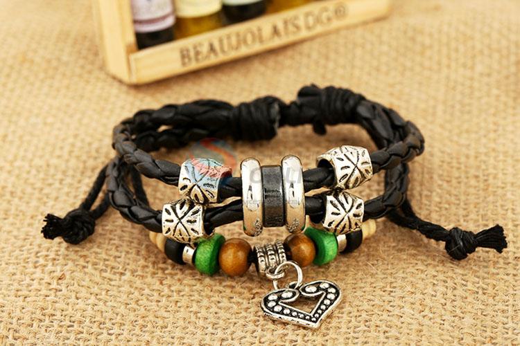 New Style Alloy Sweet Heart Leather Bracelet