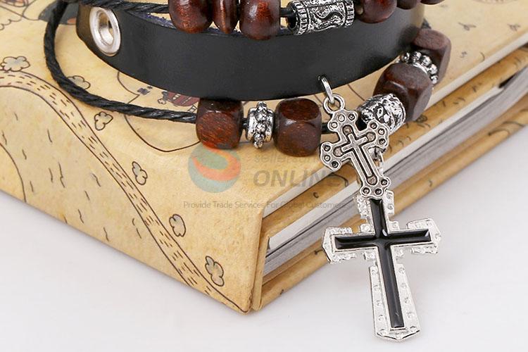 Wholesale Leather Bracelet With Cross Design