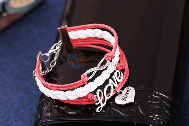 Good Quality Love Heart Infinite Leather Bracelet