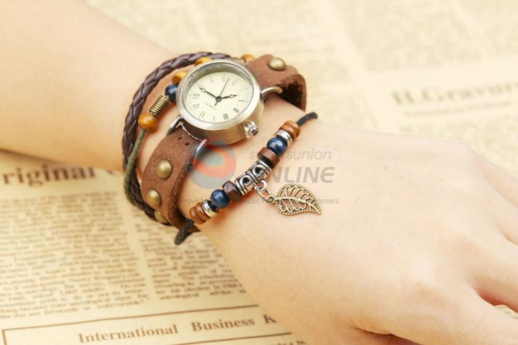 Creative Design Retro Style Leather Bracelet Fashion Wristwatch