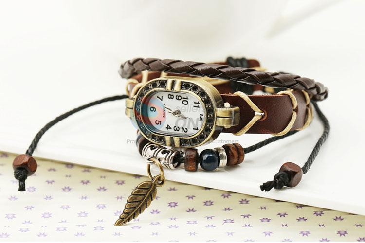 Cool Design Leather Bracelet Fashion Wristwatch