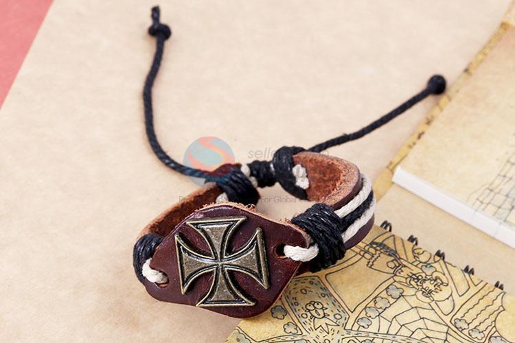 Wholesale Flower Design Leather Bracelet Wristband