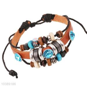 Beaded Design Leather Bracelet For Adult