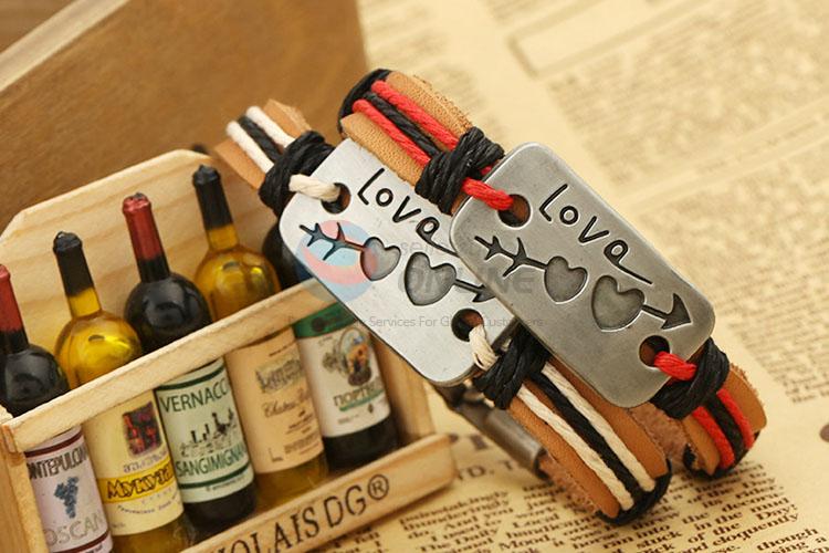 Good Sale Sweet Design Leather Couple Bracelet