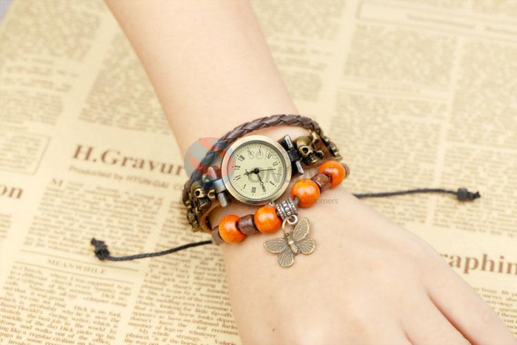 Best Sale Butterfly Charm Leather Bracelet Wrist Watch