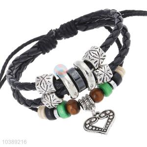 New Style Alloy Sweet Heart Leather Bracelet