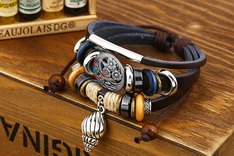 Good Sale Decoration Leather Beaded Bracelet