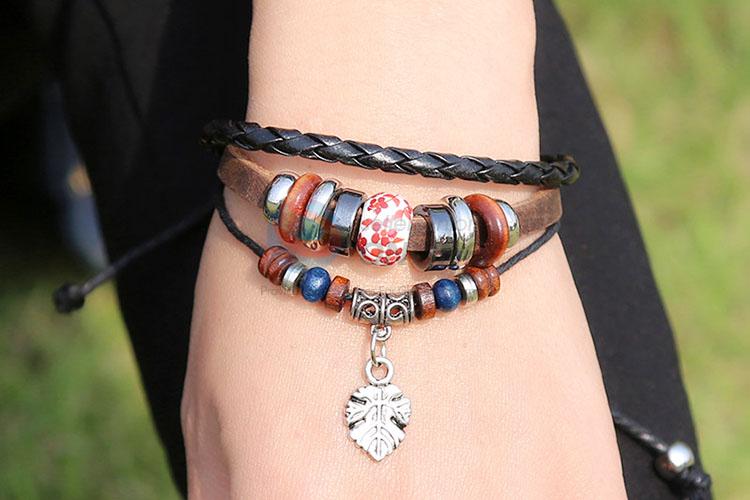 Best Selling Leather Bracelet Fashion Beaded Hand Band