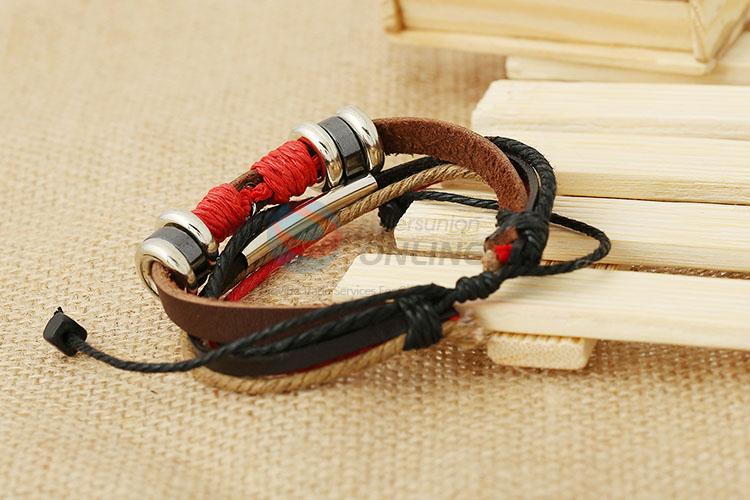 Unique Design Leaf Charm Leather Bracelet