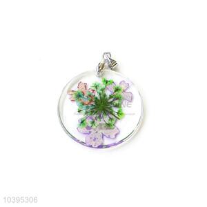 Custom Round Real Flower Pendant With Gold Chain Cheap Necklace