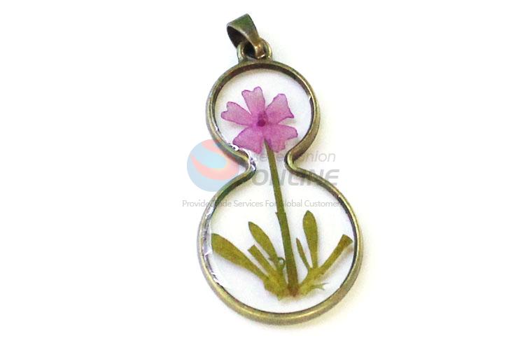 Best Sale Gourd Shape Real Flower Zinc Alloy Pendant