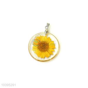 Newest Round Pendant Zinc Alloy Real Flower Pendant