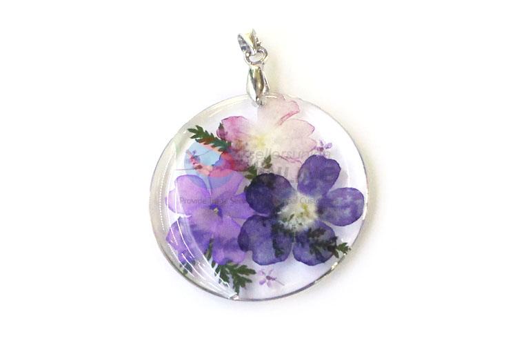 Fashion Design Round Real Flower Zinc Alloy Pendant