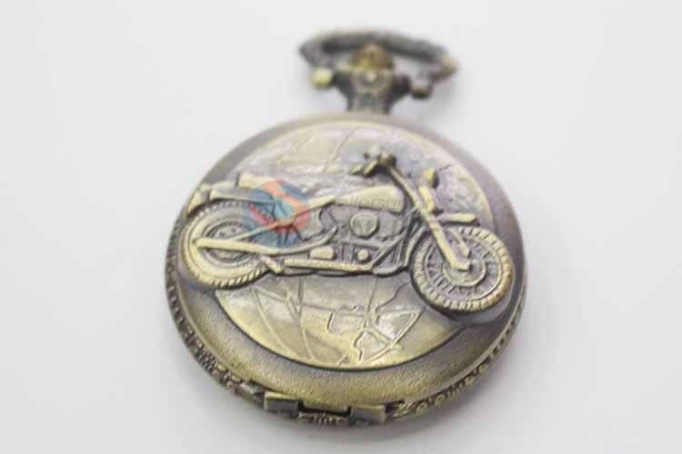 Moto Bike Quartz Movement Skeleton Pocket Watch