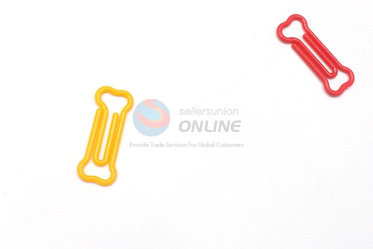 Cheap plastic colorful bone shape paper clip