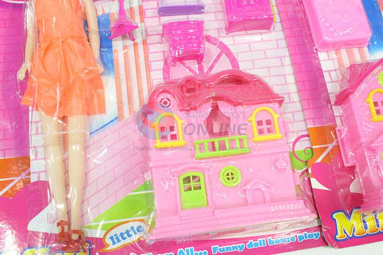 Pretty Cute Doll House with Furniture Play Set Toy