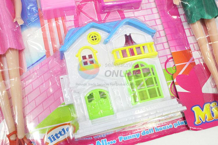 Cute Doll Plastic House Play Set with Furniture Set