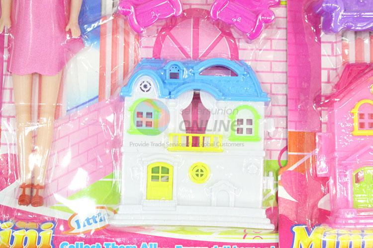 Lovely Plastic House Play Set with Doll and Furniture