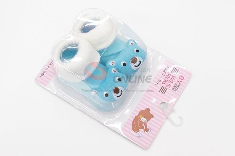 Blue 3D Bear Head Cotton Kids Baby Sock