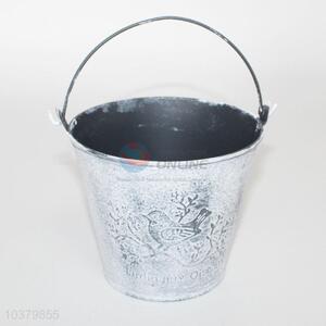 Silver Color Bird Pattern Iron Flowerpot