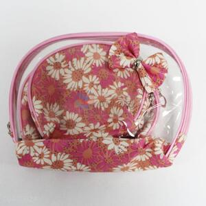 Wholesale Unique Design 3PC Beauty Hanging PVC Cosmetic Travel Toiletry Bag