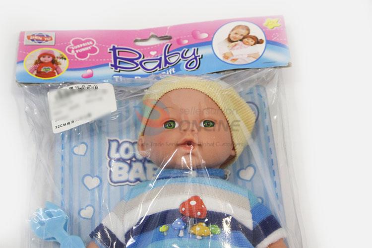 Promotional Wholesale 32cm Cotton Body Lifelike Baby Doll with 6 Sound