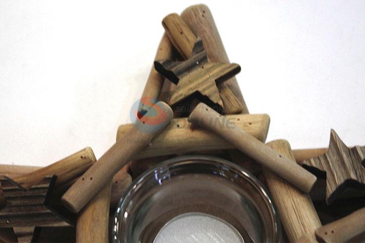 Hot sale fashion design wooden pentagram candleholder