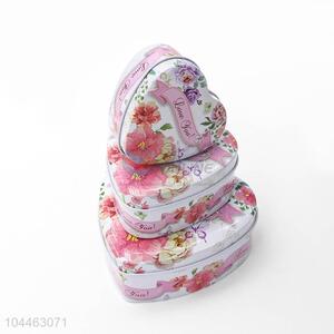 China Factory Multi-use Heart Shaped Tin Storage Cases Set