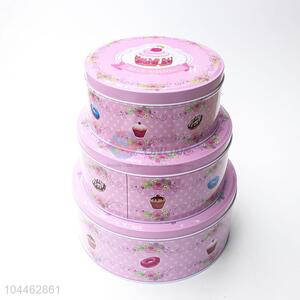 Factory Direct Tin Storage Box Set in Round Shape