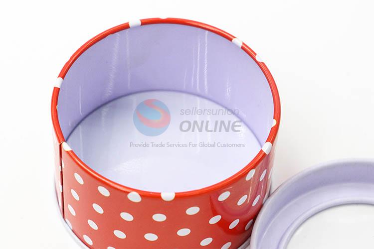 Promotional Gift Dots Ptined Collectables Tin Boxes in Round Shape