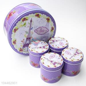 China Factory Tin Storage Box Set in Round Shape