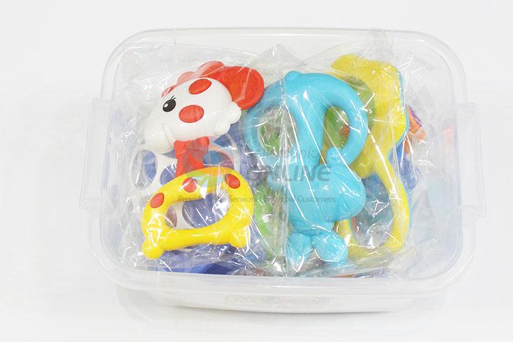 Factory Price Cartoon Plastic Fun Baby Rattle Toys in Storage Box